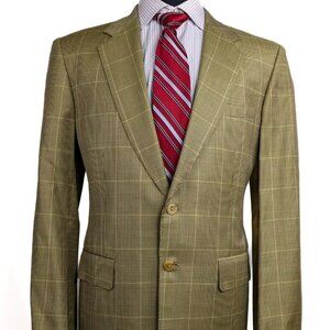 LNWOT Chester Barrie Savile Row Beige Plaid Wool Sport Coat Jacket Blazer US42R